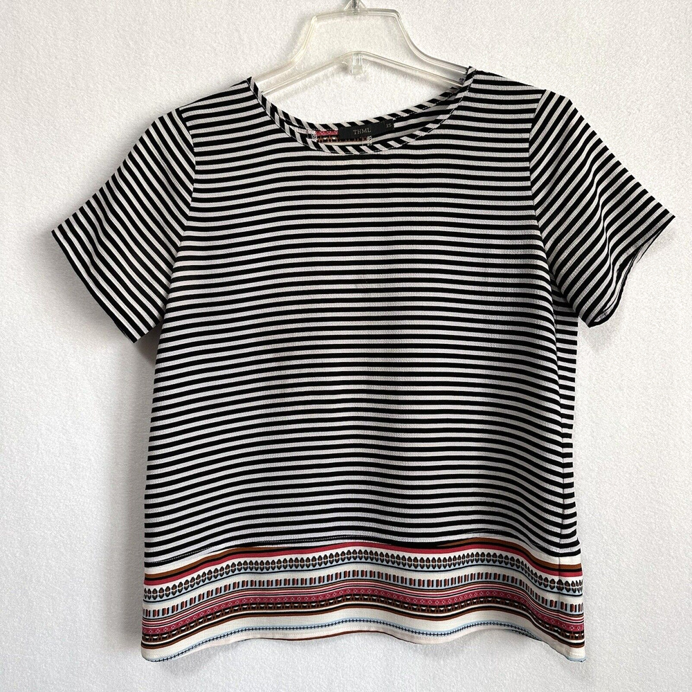 THML Shirt XS Short Sleeve Stripes Lightweight Casual Trendy‎ Top Anthropologie